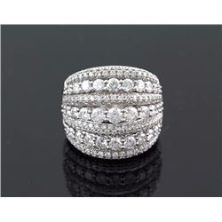 3.79 ctw Cluster Pave Band   14K White Gold 7.96g