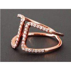 14K Rose Gold with 0.31ct Round Diamonds Cuff Motiff Ring - Size 7