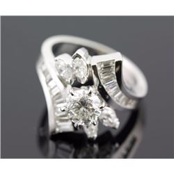 3.18 ctw Diamond Engagement  Ring 14K White Gold H,  SI3  7.0 tgw|**Size:5.5