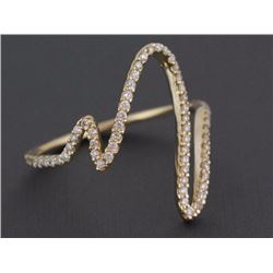 14K Yellow Gold 0.26ct Round Diamond Freeform Scribble Band Ring - Size 7
