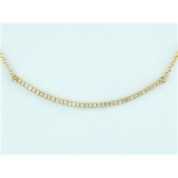 14K Yellow Gold 0.14ct Round Pave Diamond Curved Bar Pendant Necklace 18" CUSTOM