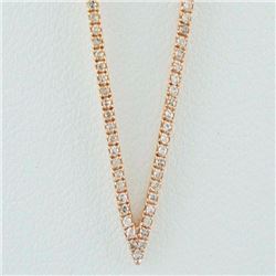 14K Rose Gold 0.26ct Round Diamonds Pave Diamond V Necklace - 18"