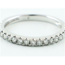 14K White Gold 0.50ct French Pavé Diamond Stackable Wedding Band Ring - Size 6.5