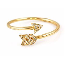 0.07ct Pavé Diamonds in 14K Yellow Gold Arrow Cuff Ring - Size 7