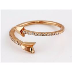 14K Rose Gold Arrow with 0.14ct Pavé Diamonds Accent Cuff Ring - Size 7