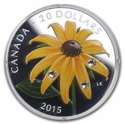 2015 Canada 1 oz Silver $20 Black-Eyed Susan (Swarovski Crystals)