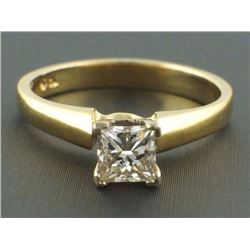 0.62ct VS2 Princess Diamond 14K Yellow Gold Solitaire Engagement Ring - Size 6.5