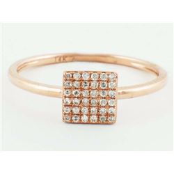 14K Rose Gold 0.11ct Micro Pave Diamond Mini Square Band Ring - Size 7.5