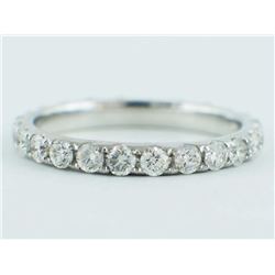 1.20ct Pavé Diamond 14K White Gold Stackable Eternity Wedding Band Ring - Size 7