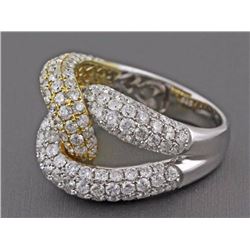 14K Two-Tone Gold 3.77ct Pavé Diamonds Interlocking Loops Motif Ring - Size 6.5