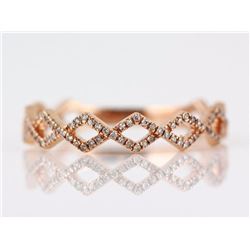 0.18ct Pavé Diamond in 14K Rose Gold Stackable Woven Zigzag Band Ring - Size 7