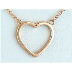 14K Rose Gold 0.10ct Round Pave Diamonds Heart Pendant Necklace - 18"