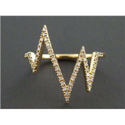 0.20ct Micro Pave Diamonds 14K Yellow Gold Heartbeat Band Ring - Size 7