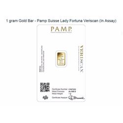 1 gram Gold Bar - Pamp Suisse Lady Fortuna Veriscan (In Assay)