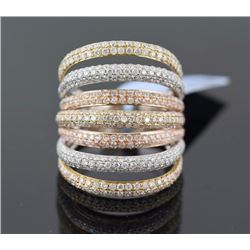 3.16 ctw Pave Set Diamond Overlapping Multi-Band RingRing 14K2-Tone10.18g|**Size:6.75