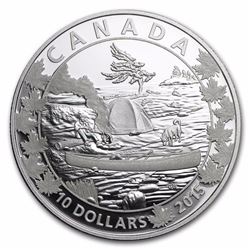 2015 1|2 oz Silver $10 Canoe Across Canada (Serene Scene)