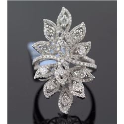 1.68 ctw Filigree  Cluster Band 14KWhite Gold F-G, SI2-SI3|**Size:6.5  7.32g