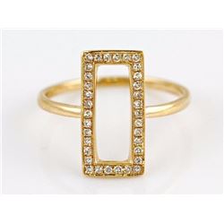 0.16ct Micro Pave Diamond 14K Yellow Gold Hollow Rectangular Ring - Size 6.5