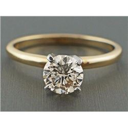 0.78ct Round Diamond 14K 2-Tone Gold Solitaire Engagement Ring - Size 6.25