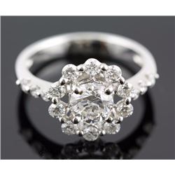 1.60 ctw Diamond Engagement  Ring 14K White Gold  F-G,  I1,  3.0 tgw |**Size:6.5
