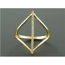 0.08ct Pavé Round Diamond 14K Yellow Gold Skinny Bar Ring - Size 7 RESIZABLE