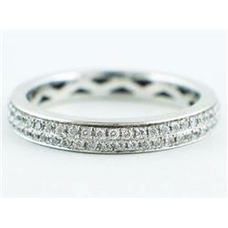 0.49ct 2Rows Pavé Diamond 14K White Gold Semi-Dome Eternity Band Ring - Size 6.5