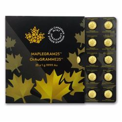 2015 25x 1 gram Gold Maple Leafs - Maplegram25™ (In Assay Sleeve)