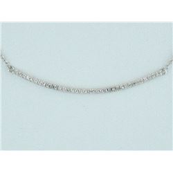 14K White Gold 0.14ct Round Pave Diamonds Curved Bar Pendant Necklace 18" CUSTOM