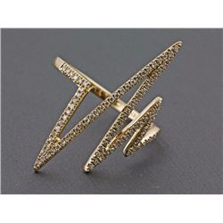 0.27ct Pave Diamond in 14K Yellow Gold Heartbeat Skinny Band Ring - Size 7