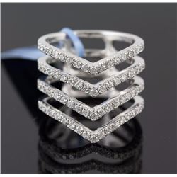 1.13 ctw Micro Pave Diamond Chevron Ring 14K White Gold   7.81g|**Size:6.75