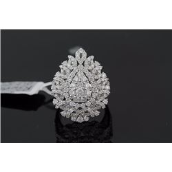 2.84 ctw Ladies Diamond Wedding Engagement Ring Pear Shape F, SI2-I1 18K White Gold Size 7