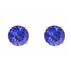 Tanzanite  7mm 3.40 tcw Classic Stud Earring 14K White or Yellow Gold
