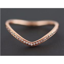 0.10ct Round Diamond Stackable 14K Rose Gold Shevron Band Ring - Size 6.5