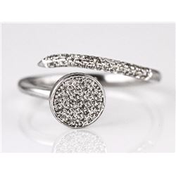 0.19ct Micro Pavé Diamonds in 14K White Gold Bend Nail Band Ring - Size 6.5