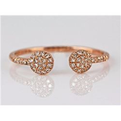 0.15ct Pavé Diamonds in 14K Rose Gold Asymmetric Circle Cuff Ring - Size 7