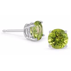 Peridot 7mm 2.50 tcw Classic Stud Earring 14K White or Yellow Gold