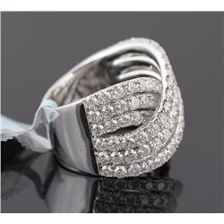 4.08 ctw Pave  Set Diamond Criss Cross Multi Band Ring 14K White Gold  11.79g|**Size:6.5