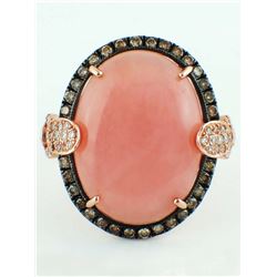 7.40ct Oval Pink Opal with 0.56c Diamonds 14K Rose Gold Halo Cocktail Ring - 7