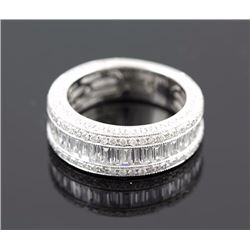 3.16 ctw Pave Channel Set Diamond Wedding Band Ring 14K White Gold   5.64g|**Size:6