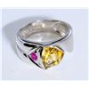 Image 1 : Sterling Silver .925 Citrine W/ Ruby Ring