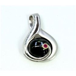 Sterling Silver .925 Cabochon Onyx Pendant