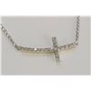 Image 2 : 14K WHITE GOLD CROSS PENDANT WITH CHAIN :2.48g/Diamond:0.14ct