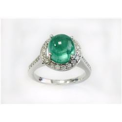 EMERALD RD CAB 3.10CT, 14K W/G RING 4.79GGRAM / DIAMOND 0.54CT