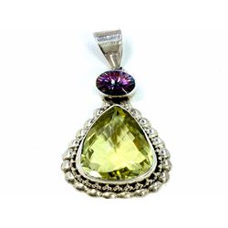 Sterling Silver .925 Lemon Quartz w/ Mystic Topaz