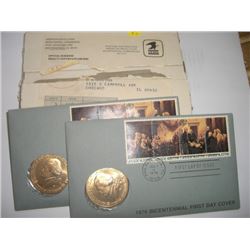 1976 AMERICAN REVOLUTION BICENTENNIAL COMMISSION POST OFFICE SAN FRANCISCO FIRST DAY COVER WITH COIN