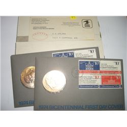 1974 AMERICAN REVOLUTION BICENTENNIAL COMMISSION POST OFFICE SAN FRANCISCO FIRST DAY COVER WITH COIN