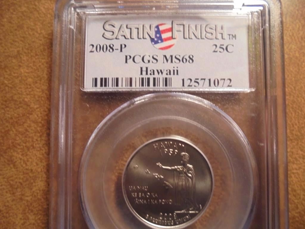 2008P HAWAII QUARTER PCGS MS68 SATIN FINISH