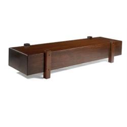 Sergio Rodrigues, "Eleh" Bench, ca. 1965, manufactured by Oca as part of the Arcos line; rosewood...