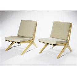 Another Property, Pierre Jeanneret, Pair of "Scissor" Chairs,, Model No. 92, ca. 1950s, designed ...