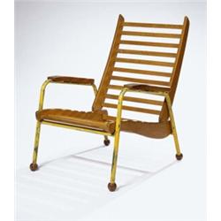 Jean Prouvé, "Visiteur" Armchair, ca. 1950s, manufactured by Les Ateliers Jean Prouvé; painted tu...